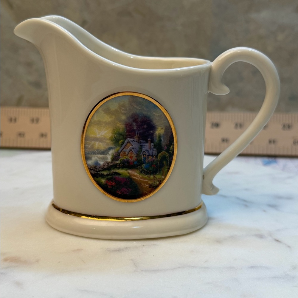 Thomas Kinkade Cream and Gold Pitcher